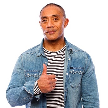 man with his thumbs up