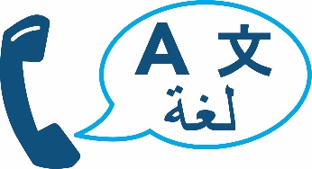 phone icon with speech bubble with different languages in it