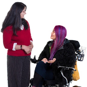 A separate representative having a conversation with someone.