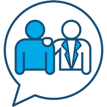 A separate representative supporting someone inside of a speech bubble.